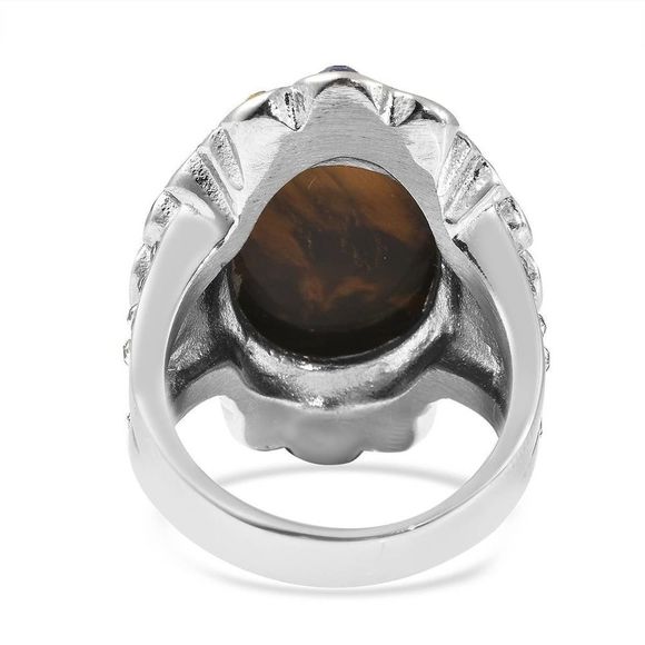 South African Tiger's Eye Austrian Crystal Ring Size 9 - Picture 5 of 6